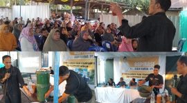 Pupuk cair dan maggot sebagai pakan unggas hasi pengelolaan sampah menarik perhatian warga Masbagik Utara. (foto:ong)