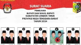 Spesimen surat suara pasangan calon Bupati dan wakil Bupati Pilkada Lombok Timur 2024. (Foto: Lombokini.com/Ilustrasi).