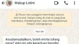 WhatsApp-nya Dibajak, Wabup Lotim Minta Masyarakat Waspada terhadap Penipuan. (Foto: Lombokini.com).