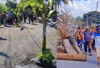 Warga Kalijaga Timur blokir jalan, pada Senin 3 November 2025. Mreka kecewa bupati ingkari janji perbaikan tahun ini. (Foto: Lombokini.com).