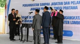 Lalu Aries Fahrozi Dilantik sebagai Kadis Kesehatan-Nurul Wathoni sebagai Kadis Dikbud Lombok Timur. (Foto: Lombokini.com).