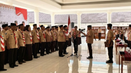 Pelantikan Pengurus Kwarcab Gerakan Pramuka Lombok Timur Masa Bakti 2025-2030 di Pendopo Bupati pada Rabu 6 Mei 2026. (Foto: Lombokini.com).