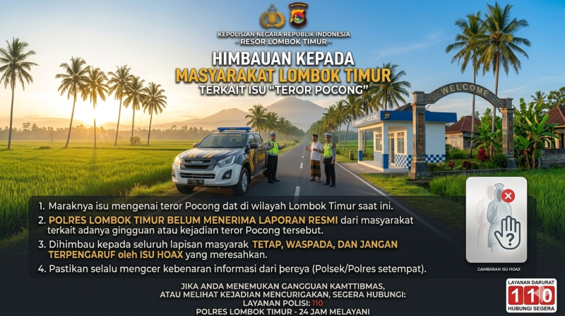 Kasi Humas Polres Lombok Timur, IPTU Lalu Rusmaladi, menegaskan bahwa tim lapangan telah melakukan pengecekan langsung dan memastikan situasi keamanan dan ketertiban masyarakat (kamtibmas) di seluruh wilayah Lombok Timur dalam keadaan aman dan kondusif.