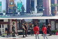 Kodim 1615/Lotim Kerahkan Personel Bersenjata Lengkap Jaga Aksi Anti Korupsi di Kejari Lombok Timur, Selasa 12 Mei 2026. (Foto: Lombokini.com).