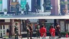 Kodim 1615/Lotim Kerahkan Personel Bersenjata Lengkap Jaga Aksi Anti Korupsi di Kejari Lombok Timur, Selasa 12 Mei 2026. (Foto: Lombokini.com).