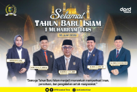 Pimpinan dan anggota DPRD Lombok Timur mengucapkan Selamat Tahun Baru Islam 1448 Hijriah. (Foto: Lombokini.com/Istimewa).