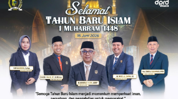 Pimpinan dan anggota DPRD Lombok Timur mengucapkan Selamat Tahun Baru Islam 1448 Hijriah. (Foto: Lombokini.com/Istimewa).