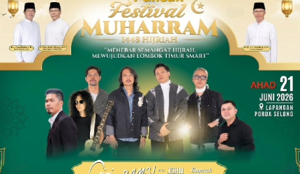 GIGI, Bams, dan John Paul Ivan Siap Hibur Ribuan Penonton di Puncak Festival Muharram Lombok Timur, Ahad 21 Juni 2026 di Lapangan Porda Selong.
