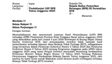 Empat anggota DPRD NTB dari PDI Perjuangan melayangkan surat resmi ke BPK Perwakilan NTB, Selasa 4 Agustus 2026, untuk mempertanyakan tidak dimuatnya hasil audit pergeseran dana Belanja Tidak Terduga (BTT) Rp484 miliar dalam Laporan Hasil Pemeriksaan (LHP) APBD NTB 2025. (Foto: Lombokini.com/Istimewa).