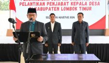 Wakil Bupati Lombok Timur, Moh. Edwin Hadiwijaya, melantik dan mengambil sumpah 61 Penjabat (Pj) Kepala Desa di Pendopo Bupati, Selasa 18 Agustus 2026. [Foto: Lombokini.com].