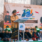 Bupati Lombok Timur, H. Haerul Warisin, membacakan sambutan pada acara puncak peringatan Hari Jadi Lombok Timur, Senin, 31 Agustus 2026 di Lapangan Tugu Selong. (Foto: Lombokini.com)
