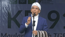 Ketua Umum PB NWDI Dr. KH Muhammad Zainul Majdi (TGB) berpidato pada peringatan Hultah ke-91 NWDI di Pancor, Lombok Timur, Ahad (13/9/2026). (Foto: Lombokini.com)